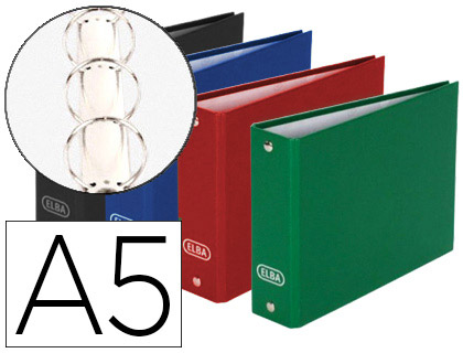 CLASSEUR ELBA BALACRON 2 ANNEAUX 40MM FORMAT  L'ITALIENNE A5 240X160MM DOS 35MM CAPACIT 100 FICHES COLORIS ASSORTIS
