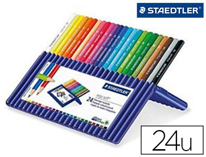 CRAYON COULEUR STAEDTLER ERGOSOFT TRIANGULAIRE 175MM MINE DOUCE 3MM EXCELLENT CONFORT TUI PLASTIQUE CHEVALET 24 UNITS