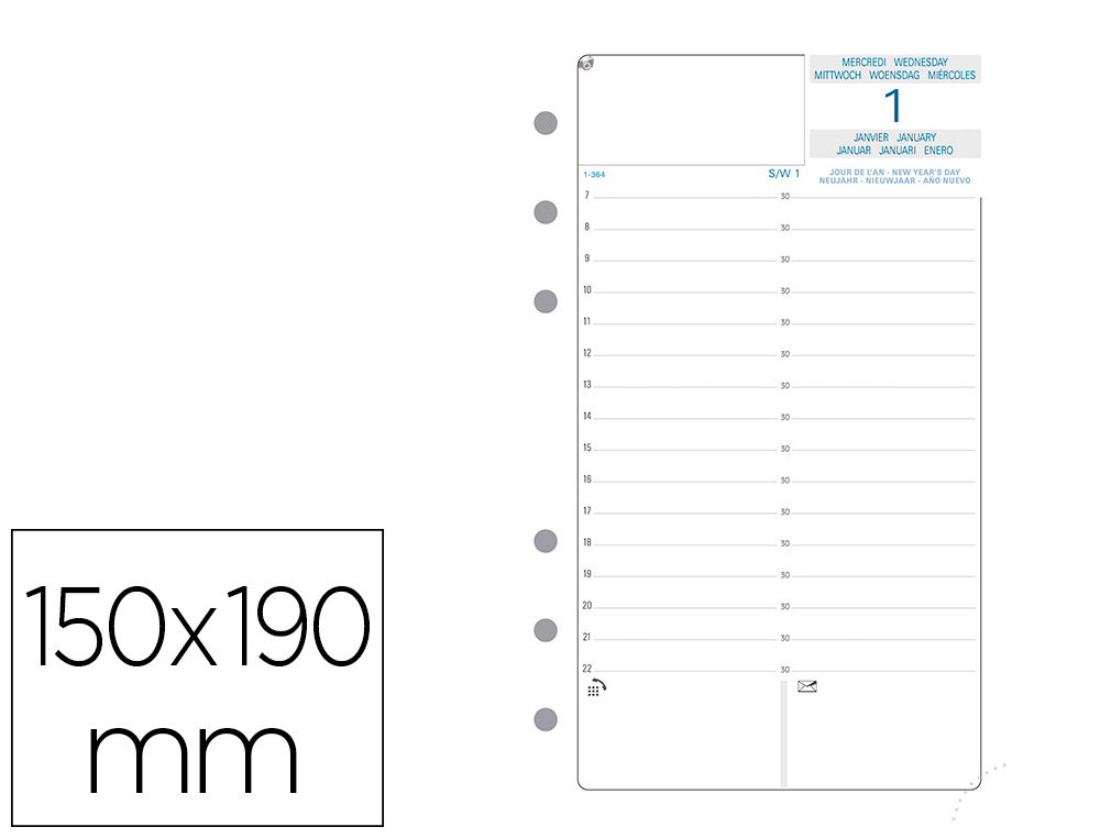 RECHARGE AGENDA EXACOMPTA MILLSIM 12 MOIS 1 JOUR 1 PAGE EXATIME 17 150X190MM