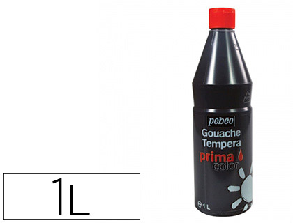 GOUACHE PBO PRIMACOLOR LIQUIDE INODORE ONCTUEUSE APPLICATION FACILE COLORIS NOIR FLACON 1000ML
