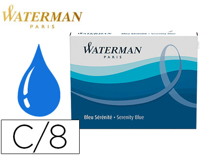 CARTOUCHE WATERMAN LONGUE STANDARD ENCRE BLEUE EFFAABLE TUI 8 UNITS
