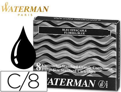 CARTOUCHE WATERMAN LONGUE STANDARD ENCRE NOIRE TUI 8 UNITS