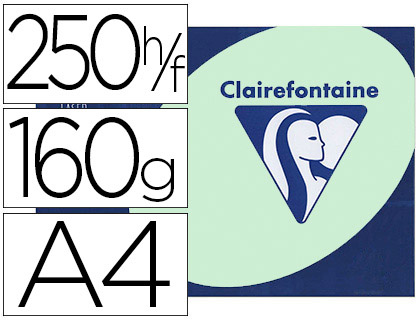 PAPIER COULEUR CLAIREFONTAINE TROPHE MULTIFONCTION A4 160G/M2 VERT PASTEL PAQUET 250 FEUILLES