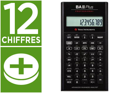 CALCULATRICE TEXAS INSTRUMENTS FINANCIRE BA II PLUS SCIENTIFIQUE PROFESSIONNEL VALEUR ARGENT TEMPS 156X81X15MM 151.8G
