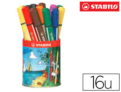 FEUTRE COLORIAGE STABILO TRIO SCRIBBI TRIANGULAIRE ENCRE LAVABLE POINTE AMORTISSEUR INCASSABLE 8 COULEURS POT 16 UNITS