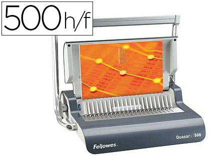 PERFORELIEUSE FELLOWES QUASAR+500 MANUELLE 500F PERFORATION 25F ANNEAUX PLASTIQUE USAGE INTENSIF BAC A4 130X450X400MM