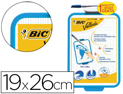ARDOISE BLANCHE BIC VELLEDA 190X260MM 1 FACE UNIE 1 FACE QUADRILLE 1 FEUTRE VELLEDA 1721 1 EFFACETTE