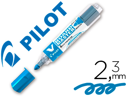 MARQUEUR PILOT V BOARD MASTER RECHARGEABLE POINTE OGIVE TRAC 2MM ENCRE LIQUIDE BASE ALCOOL COULEUR VIVE BLEU