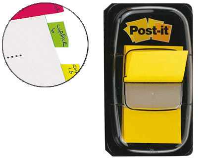 MARQUE-PAGES POST-IT STANDARD INDEX 25X44MM 50F COLORIS JAUNE