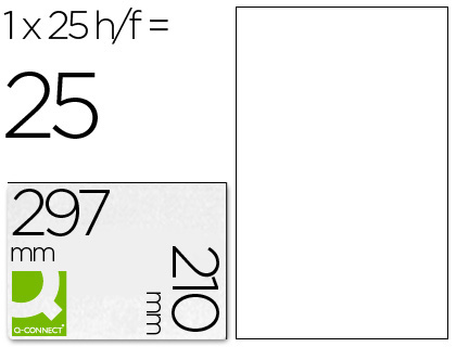 TIQUETTE ADHSIVE Q-CONNECT TRANSPARENTE MATE JET D'ENCRE 210X297MM BOTE 25 UNITS