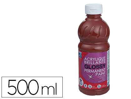 PEINTURE ACRYLIQUE LEFRANC BOURGEOIS GLOSSY FLUIDE BRILLANTE INDLBILE MULTI-SUPPORTS CHOCOLAT FLACON 500ML