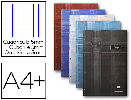 BLOC-NOTES PUPITRE CLAIREFONTAINE COUVERTURE PELLICULE AGRAF EN TTE A4 90G 280 PAGES DTACHABLES 5X5MM