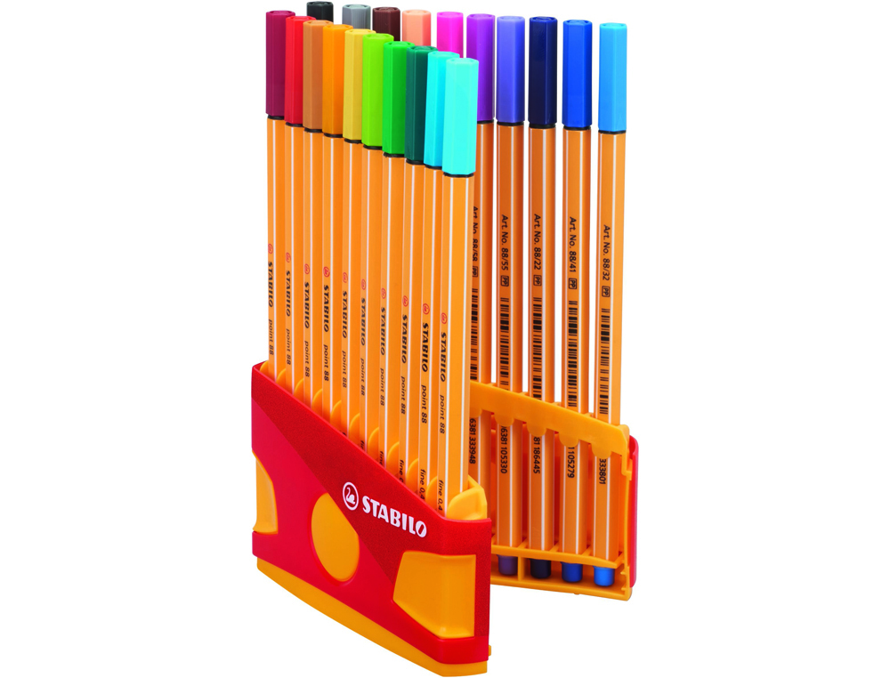 STYLO-FEUTRE STABILO POINT 88 CRITURE FINE 0.4MM 1000M POINTE GAINE MTAL COLOR PARADE TUI CHEVALET 20 ASSORTIS