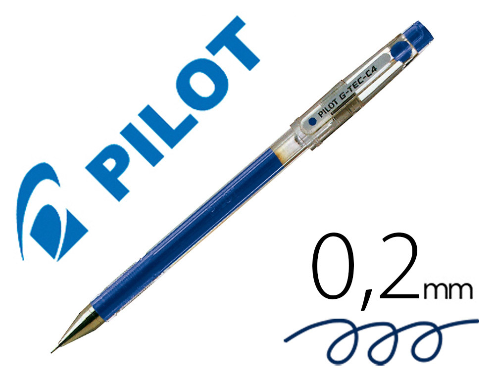 STYLO-BILLE PILOT G-TEC-C4 POINTE HI-TEC CRITURE EXTRA FINE 0.2MM ENCRE GEL CORPS TRANSLUCIDE BLEU