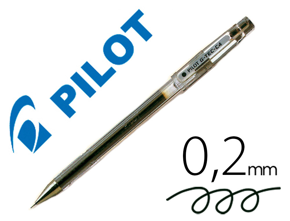 STYLO-BILLE PILOT G-TEC-C4 POINTE HI-TEC CRITURE EXTRA FINE 0.2MM ENCRE GEL CORPS TRANSLUCIDE NOIR