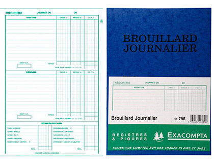 REGISTRE COMPTABLE PIQU EXACOMPTA BROUILLARD JOURNALIER 270X195MM VERTICAL 40 PAGES