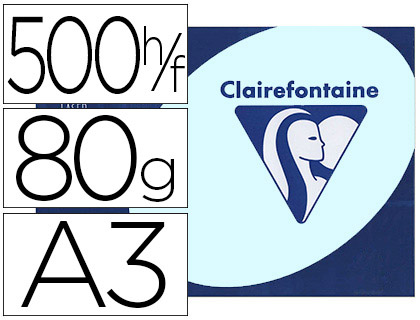 PAPIER COULEUR CLAIREFONTAINE TROPHE MULTIFONCTION A3 80G/M2 COULEURS VIVES BLEU ALIZ PAQUET 500 FEUILLES
