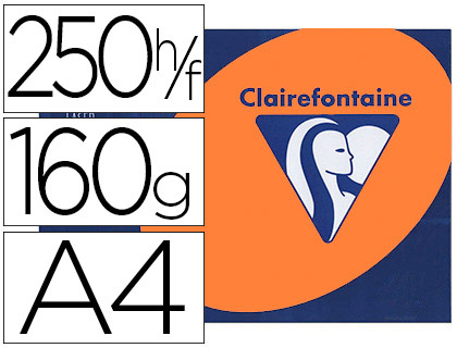 PAPIER COULEUR CLAIREFONTAINE TROPHE MULTIFONCTION A4 160G/M2 COULEURS INTENSES ORANGE VIF PAQUET 250 FEUILLES