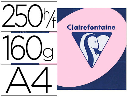 PAPIER COULEUR CLAIREFONTAINE TROPHE MULTIFONCTION A4 160G/M2 ROSE PASTEL PAQUET 250 FEUILLES