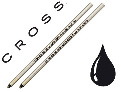 RECHARGE CROSS STYLO-BILLE CROSS INTERNATIONALE LARGEUR MOYENNE COLORIS NOIR BLISTER 2 UNITS