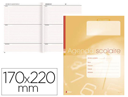 AGENDA SCOLAIRE DITIONS FUZEAU POUR LVES CARNET AGRAF COUVERTURE DOSSIER 250G FORMAT 170X220MM