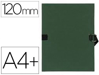 CHEMISE EXACOMPTA CARTON PAPIER TOIL 240X320MM DOS EXTENSIBLE 120MM SANGLE COTON BOUCLE CRANTE COLORIS VERT FONC