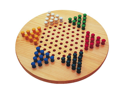 JEU DE DAMES CHINOISES PLATEAU DIAMTRE 29CM PIONS EN BOIS MASSIF 2/6 JOUEURS