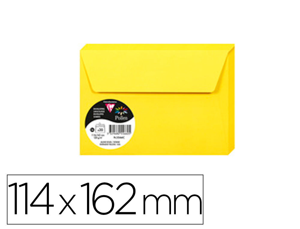 ENVELOPPE VISITE CLAIREFONTAINE POLLEN C6 114X162MM 120G JAUNE SOLEIL TUI 20 UNITS