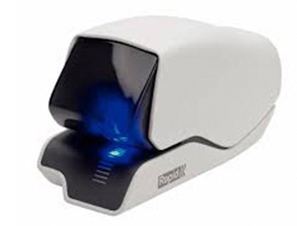AGRAFEUSE LECTRIQUE RAPID SUPRME R5025E FLATCLINCH 123X153X295MM 25 FEUILLES CASSETTE D'AGRAFES 5025 BLEU/GRIS