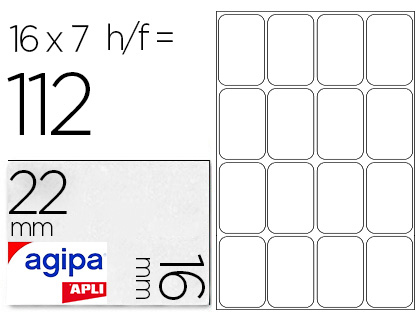 TIQUETTE ADHSIVE APLI AGIPA BUREAU 16X22MM POCHETTE 112 UNITS