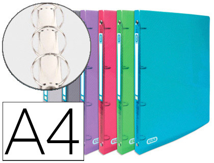 CLASSEUR OXFORD HAWA 4 ANNEAUX RONDS 30MM POLYPROPYLNE SUPRIEUR 5/10E 310X245MM DOS 40MM TIQUETTE DOS INCOLORE