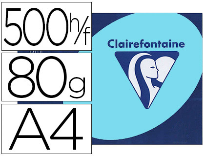PAPIER COULEUR CLAIREFONTAINE TROPHE MULTIFONCTION A4 80G/M2 COULEURS VIVES BLEU VIF PAQUET 500 FEUILLES