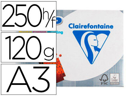 PAPIER CLAIREFONTAINE MULTIFONCTION LASER COULEUR DCP A3 120G/M2 BLANC SATIN PARFAITE OPACIT 250 FEUILLES