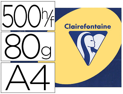 PAPIER COULEUR CLAIREFONTAINE TROPHE MULTIFONCTION A4 80G/M2 COULEURS VIVES BOUTON D'OR PAQUET 500 FEUILLES