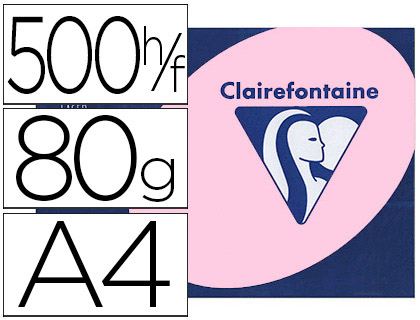PAPIER COULEUR CLAIREFONTAINE TROPHE MULTIFONCTION A4 80G/M2 ROSE PASTEL PAQUET 500 FEUILLES
