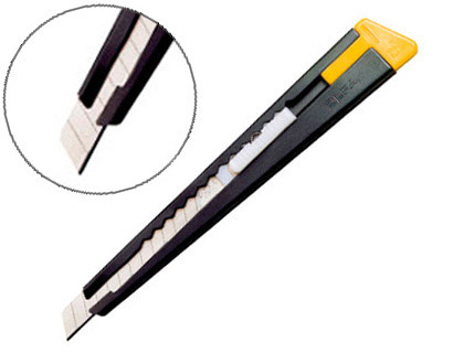 CUTTER OLFA 180 LAME 9MM CRMAILLRE ACIER LAQU MAT CLIP EMBOUT CASSE-LAME