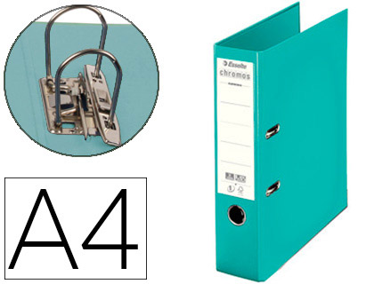 CLASSEUR LEVIER ESSELTE CHROMOS PLUS A4 POLYPROPYLÈNE GRIFFES BLOCAGE DOS 80MM GRAND PORTE-ÉTIQUETTE COLORIS VERT MENTHE