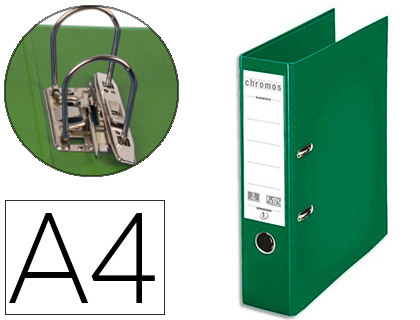 CLASSEUR LEVIER ESSELTE CHROMOS PLUS A4 POLYPROPYLNE GRIFFES BLOCAGE DOS 80MM GRAND PORTE-TIQUETTE COLORIS VERT