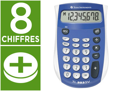 CALCULATRICE TEXAS INSTRUMENTS POCHE TI-503 SV MMOIRE RACINE CARRE POURCENTAGE PILE 79X121X19MM 61G