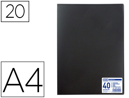 PROTGE-DOCUMENTS ELBA MEMPHIS POLYPROPYLNE COUVERTURE SEMI-RIGIDE 20 POCHETTES 40 VUES A4 210X297MM COLORIS NOIR