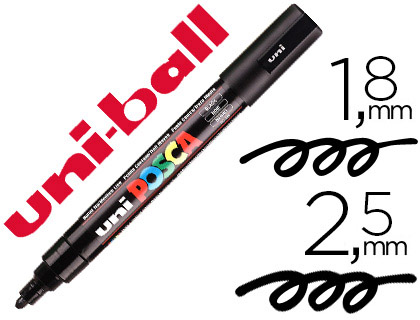 MARQUEUR POSCA PC5M GOUACHE ENCRE INODORE TOUTES SURFACES POINTE MOYENNE CONIQUE COULEUR OPAQUE COUVRANTE NOIR