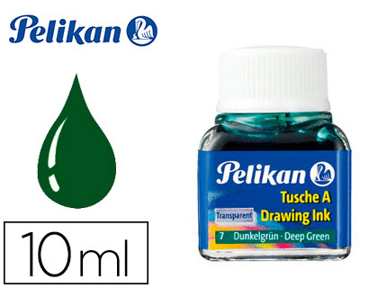 ENCRE DE CHINE PELIKAN TIRE-LIGNES PLUMES DESSINATEUR PINCEAUX COULEUR VERT FONC FLACON 10ML