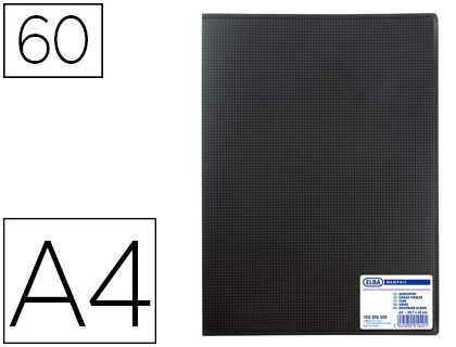 PROTGE-DOCUMENTS ELBA MEMPHIS POLYPROPYLNE COUVERTURE SEMI-RIGIDE 60 POCHETTES 120 VUES A4 210X297MM COLORIS NOIR