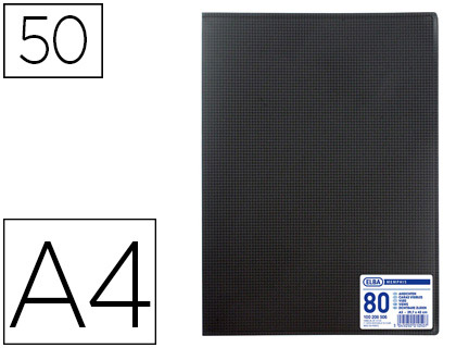 PROTGE-DOCUMENTS ELBA MEMPHIS POLYPROPYLNE COUVERTURE SEMI-RIGIDE 50 POCHETTES 100 VUES A4 210X297MMS COLORIS NOIR
