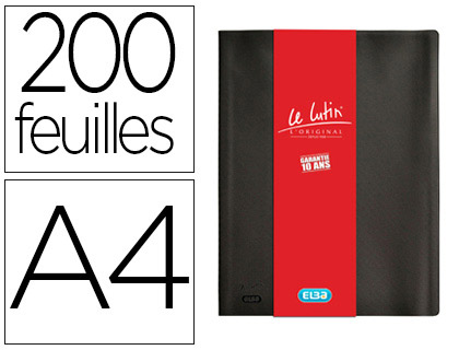 PROTGE-DOCUMENTS ELBA LE LUTIN CLASSIQUE PVC SOUPLE ANTI-TRANSFERT ENCRE 100 POCHETTES 120 VUES COLORIS NOIR
