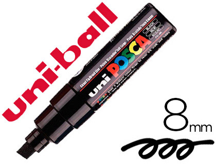 MARQUEUR POSCA PC8K GOUACHE ENCRE INODORE TOUTES SURFACES POINTE LARGE BISEAUTE COULEUR OPAQUE COUVRANTE NOIR