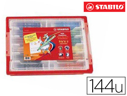 FEUTRE COLORIAGE STABILO TRIO TRIANGULAIRE ENCRE SUPER LAVABLE POINTE MOYENNE COFFRET SCOLAIRE 144 UNITS