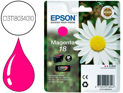 CARTOUCHE EPSON T1803 JET D'ENCRE C13T18034010 COULEUR MAGENTA 175P