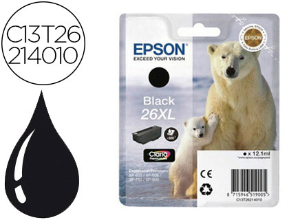 CARTOUCHE EPSON T2621 JET D'ENCRE C13T26214010 COULEUR NOIR PIGMENT HAUTE CAPACIT 500P