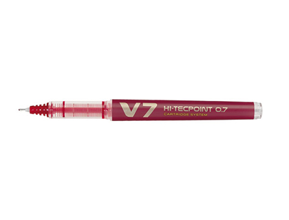 ROLLER PILOT V7 RECHARGEABLE CRITURE MOYENNE 0.5MM NIVEAU ENCRE LIQUIDE VISIBLE COLOGIQUE RGULATEUR DBIT ROUGE
